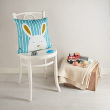 Load image into Gallery viewer, Stripy Bunny Blue Cushion Cover