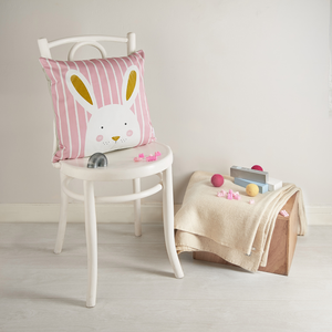 Stripy Bunny Pink Cushion Cover