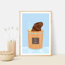 Load image into Gallery viewer, Happy Capybara Blue Art Print