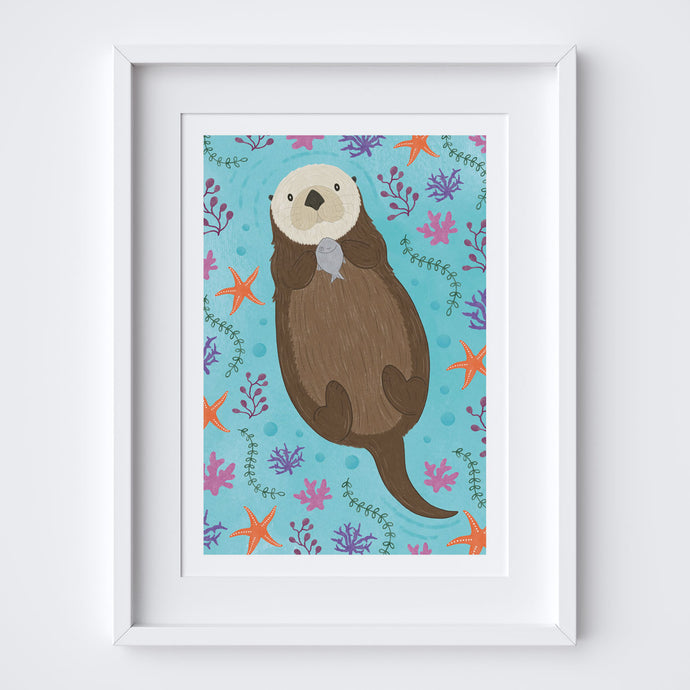 Floating Otter Art Print