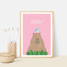 Load image into Gallery viewer, Hello Capybara Art Print