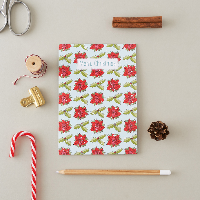Poinsettia & Holly Christmas Card
