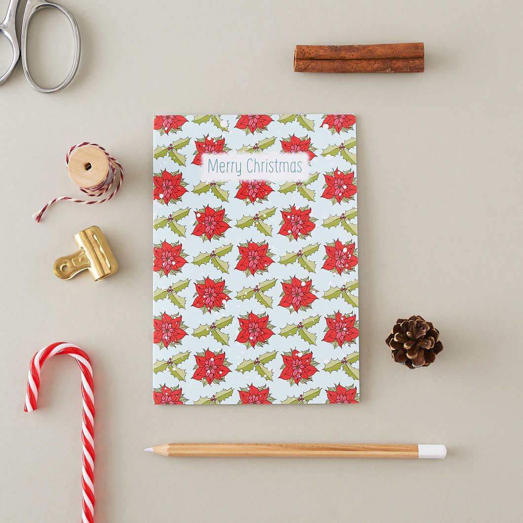 Poinsettia & Holly Christmas Card