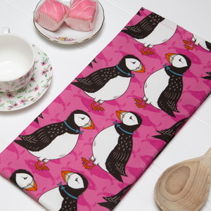 Perky Puffin Tea Towel